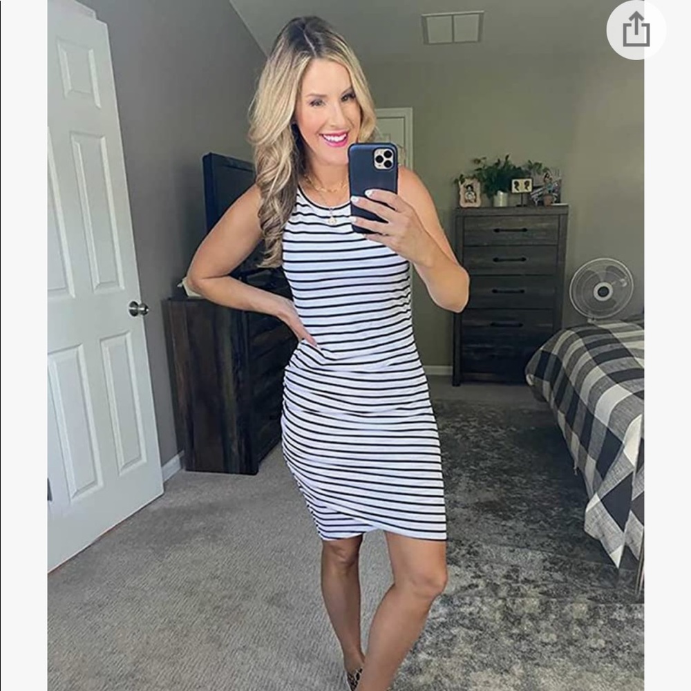 Striped + rouched tank dress